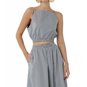 NEW JS71 carrie sleeveless crop top in black/white stripe